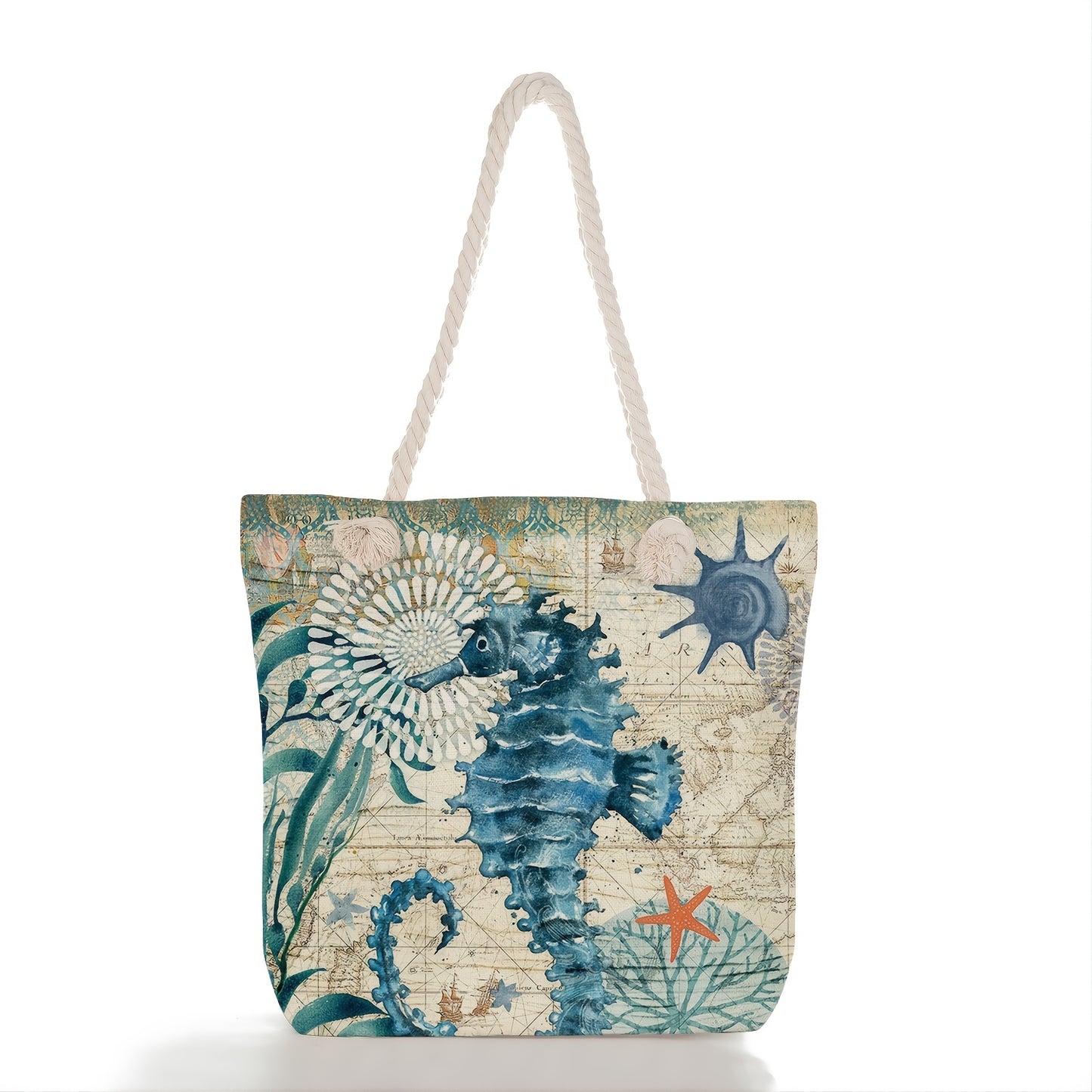 Animal Pattern Canvas Shoulder Bag - Large Capacity Casual Beach Handbag