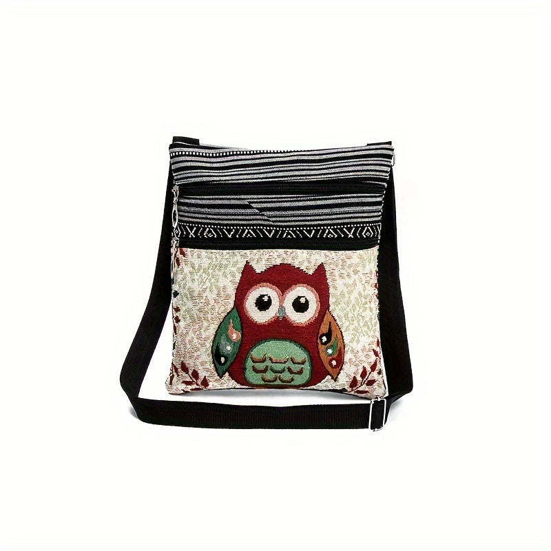 Cute Cartoon Owl Print Shoulder Bag - Ethic Style Perfect Daily Messenger Bag