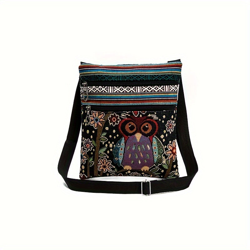 Cute Cartoon Owl Print Shoulder Bag - Ethic Style Perfect Daily Messenger Bag