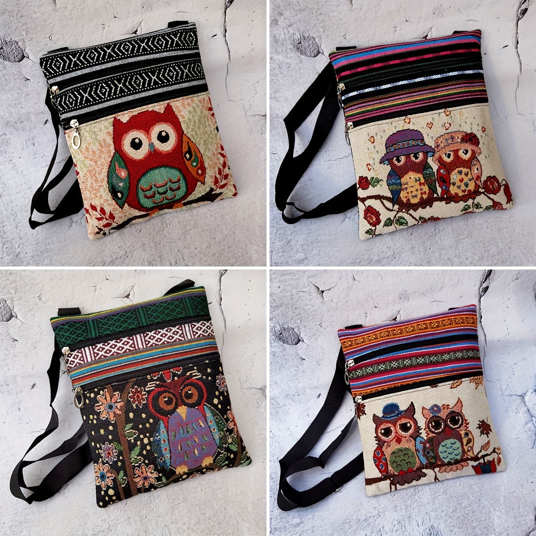 Cute Cartoon Owl Print Shoulder Bag - Ethic Style Perfect Daily Messenger Bag