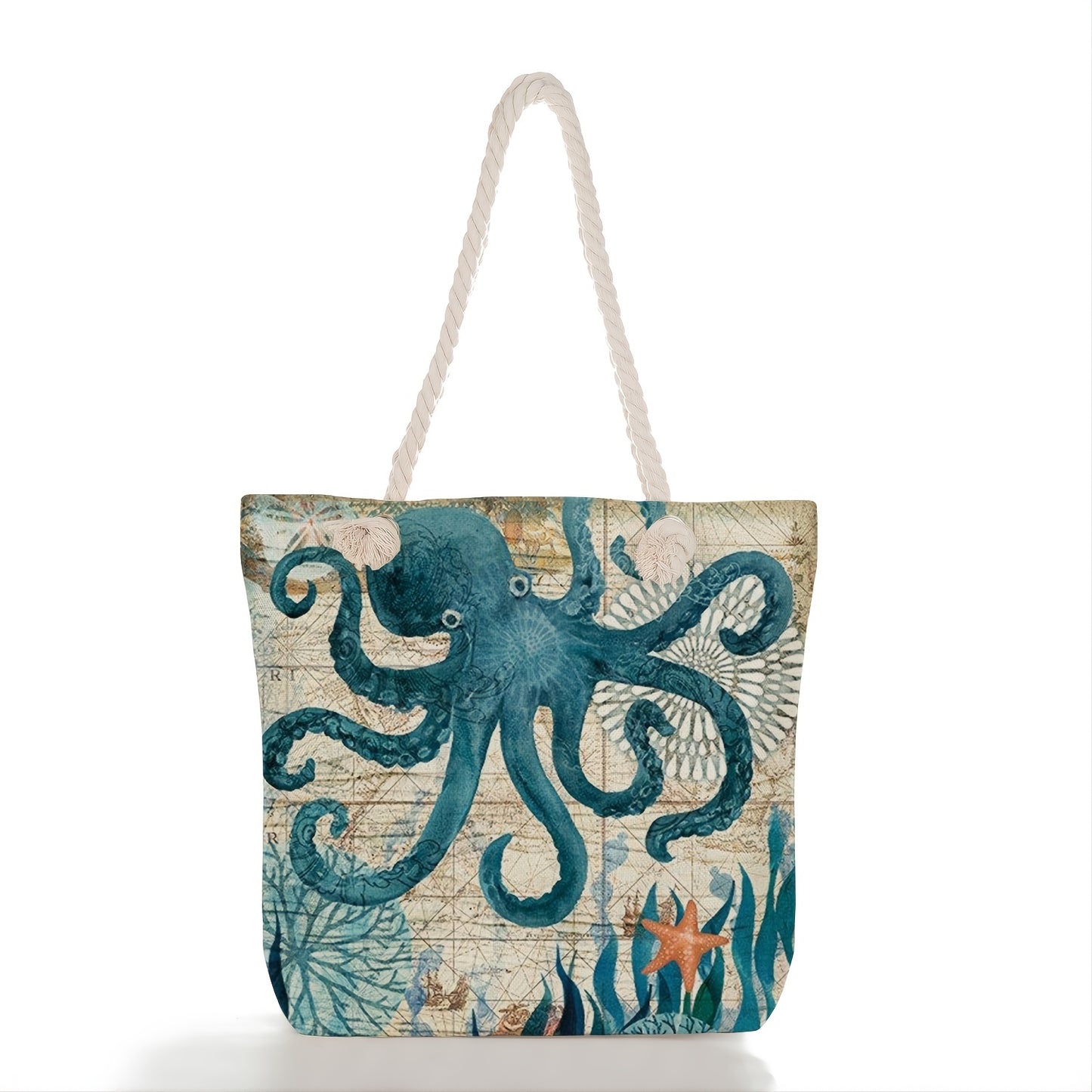 Animal Pattern Canvas Shoulder Bag - Large Capacity Casual Beach Handbag